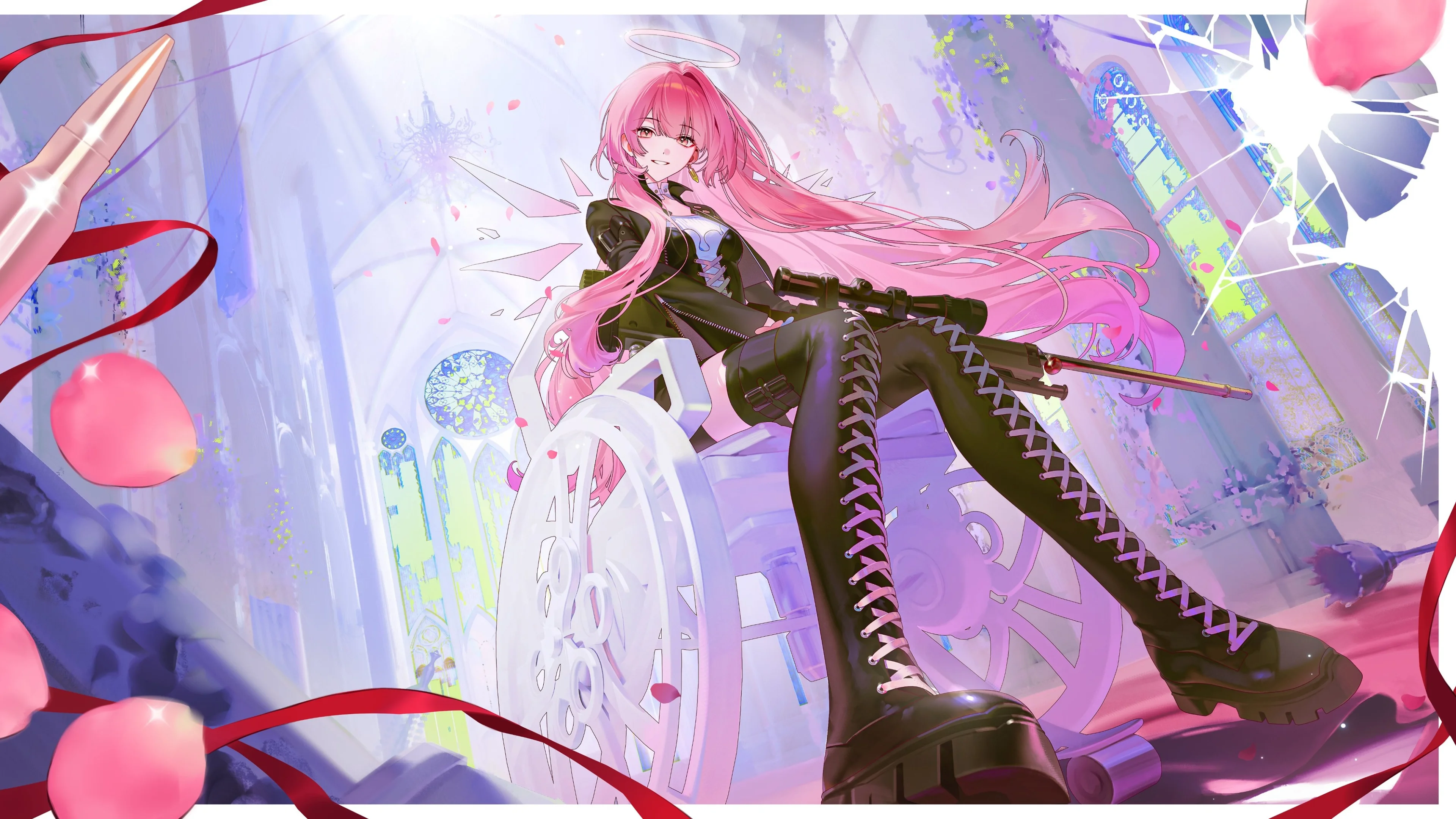 蔷薇战歌：蕾缪安 | 明日方舟赛博风 4K 电脑壁纸