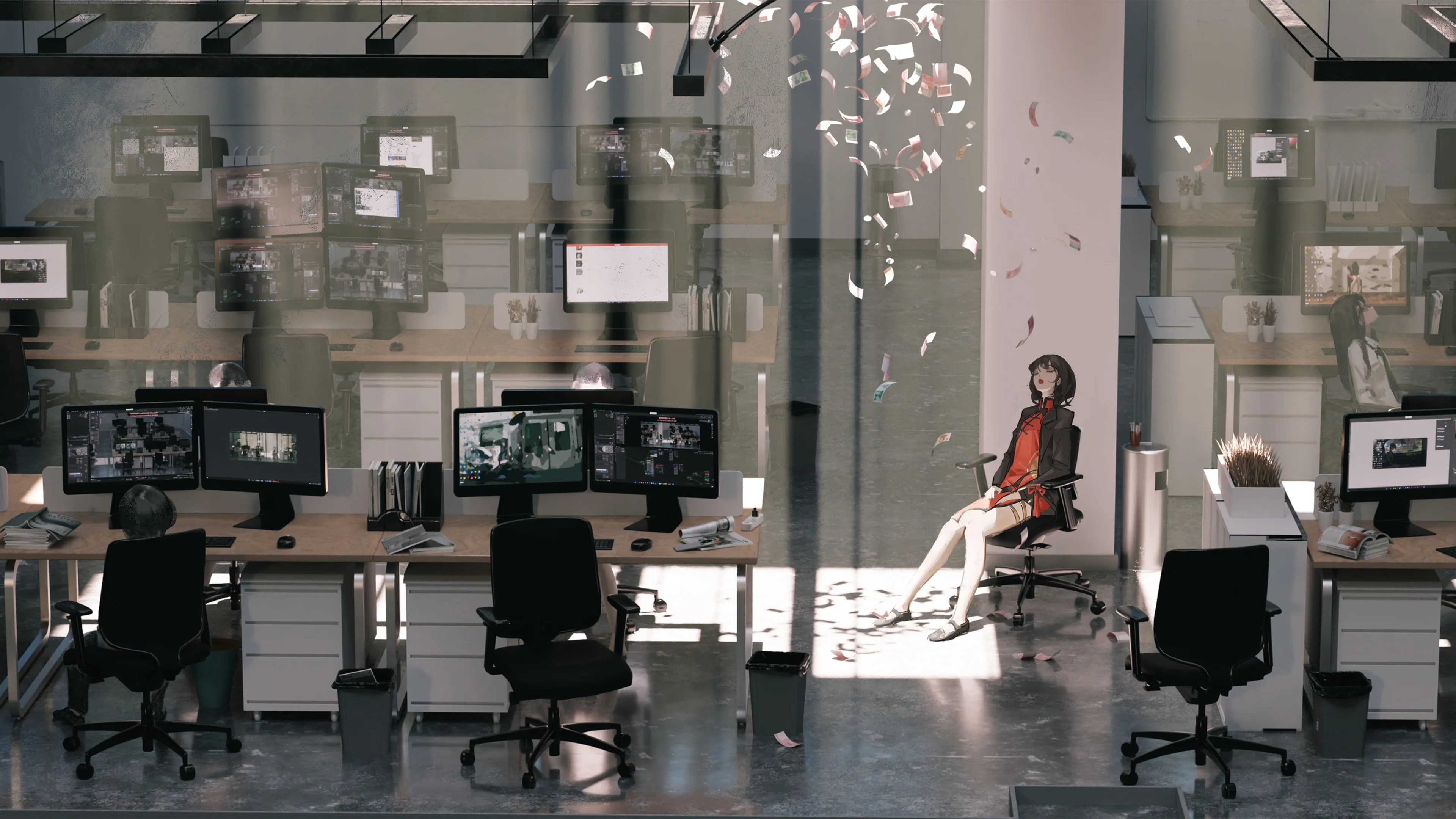 办公室的自由时刻 | 都市氛围感 4K 电脑壁纸